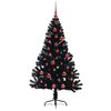 vidaXL K&uuml;nstlicher vorbeleuchteter Weihnachtsbaum Schwarz 150 cm PVC
