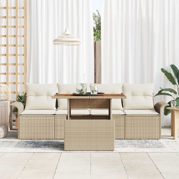 vidaXL Garten-Sofa-Set mit Kissen 5 pcs Beige und Creme