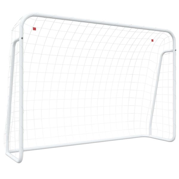 vidaXL Fu&szlig;balltor mit Netz Wei&szlig; 214x75x152 cm Stahl & Polyester