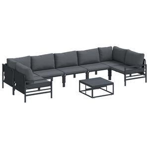 vidaXL Gartensofa-set mit Kissen 8 pcs Schwarz Stahl