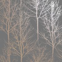 DUTCH WALLCOVERINGS Tapete Rhea Trees Grau und Rotgolden