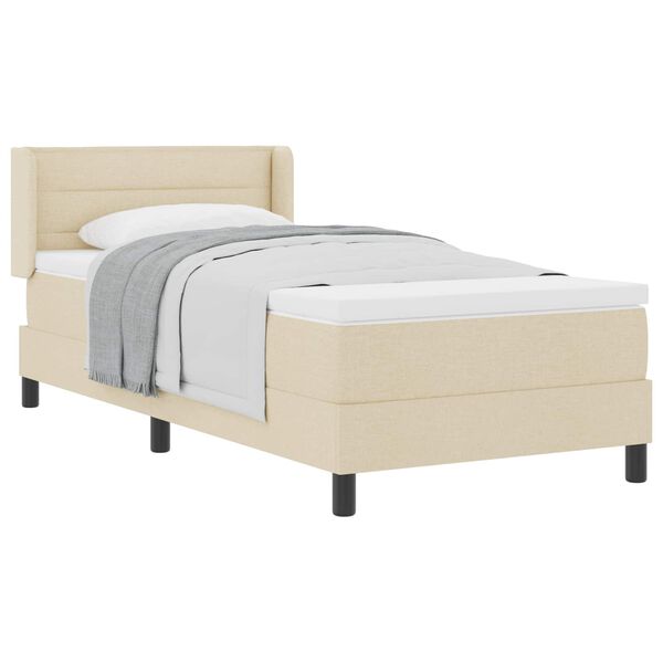 vidaXL Boxspringbett mit Matratze Creme 200 x 80 cm Polyester