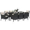 vidaXL Garten Essgruppe mit Kissen 9 pcs Schwarz Poly-Rattan