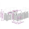 vidaXL 9-tlg. Garten-Bistro-Set mit Kissen Grau Poly Rattan