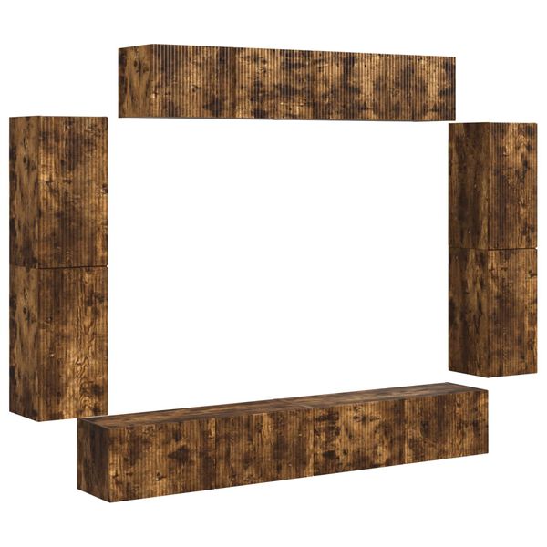 vidaXL TV-Schr&auml;nk 8 pcs Ger&auml;ucherte Eiche