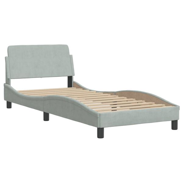 vidaXL Bett mit Matratze "Hanko" Hellgrau 90x200 cm Samt