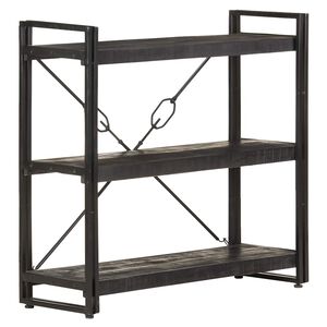 vidaXL B&uuml;cherregal 3 F&auml;cher Schwarz 90x30x80 cm Mango Massivholz