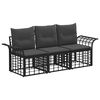 vidaXL Outdoor-Sofagarnitur 3 stk. Schwarz und Dunkelgrau Polyester