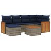 vidaXL 7-teiliges Gartensofa-Set mit Kissen, grau, Polyrattan
