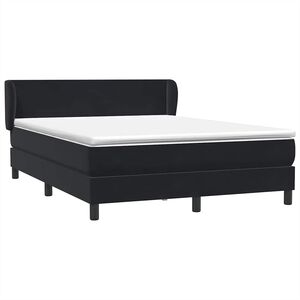 vidaXL Boxspringbett mit Matratze Schwarz 160x210 cm Samt