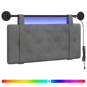 vidaXL H&auml;ngendes Kopfteil Mit LED Licht Dunkelgrau Samt