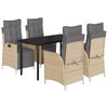 vidaXL 5-tlg. Garten-Essgruppe mit Kissen Beigemischung Poly Rattan