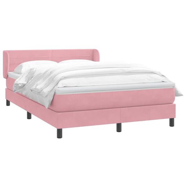 vidaXL Boxspringbett mit Matratze Rosa 140x210 cm Samt