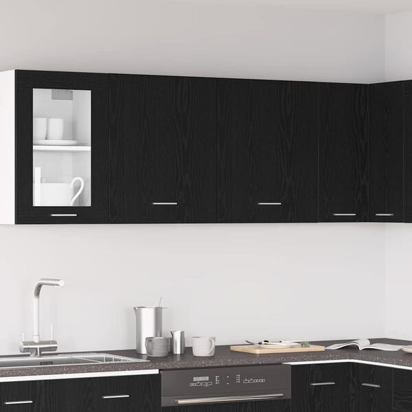 vidaXL H&auml;ngeschrank Lyon 2 pcs Schwarz Eichen-Optik 50 x 31 x 60 cm