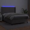 vidaXL Boxspringbett mit Matratze & LED Grau 140x200 cm Kunstleder