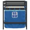 vidaXL Kinderhochbett mit Vorh&auml;ngen Blau 90x200 cm Massivholz Kiefer
