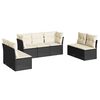 vidaXL 7-tlg. Garten-Sofagarnitur mit Kissen Schwarz Poly Rattan