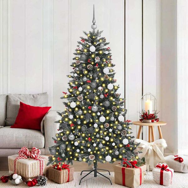 vidaXL K&uuml;nstlicher Weihnachtsbaum Gr&uuml;n 180 cm PVC, Plastik und Stahl