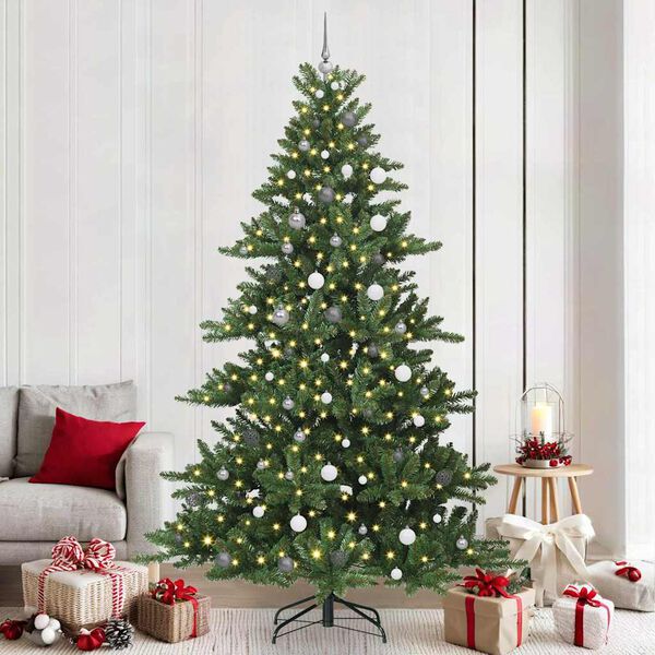 vidaXL K&uuml;nstlicher klappbarer Weihnachtsbaum Gr&uuml;n 240 cm PVC und Stahl