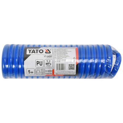 YATO Spiral-Druckluftschlauch PU 5 M Blau