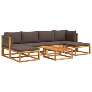 vidaXL 7-tlg. Gartensofa-Set mit Kissen Holz Akazie & Seil