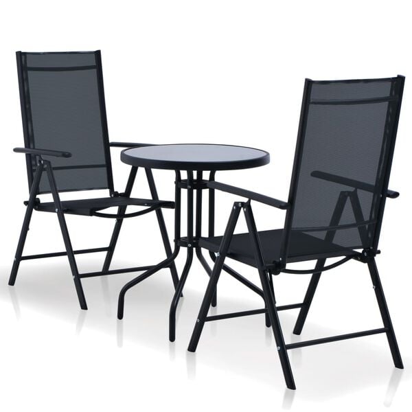 vidaXL 3-tlg. Bistro-Set Aluminium und Textilene Schwarz