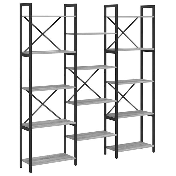 vidaXL B&uuml;cherregal Grau Sonoma 156 x 25 x 167 cm Holzwerkstoff