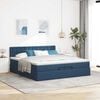 vidaXL Ottoman-Bett mit Matratzen & LEDs Blau 200x200 cm Stoff