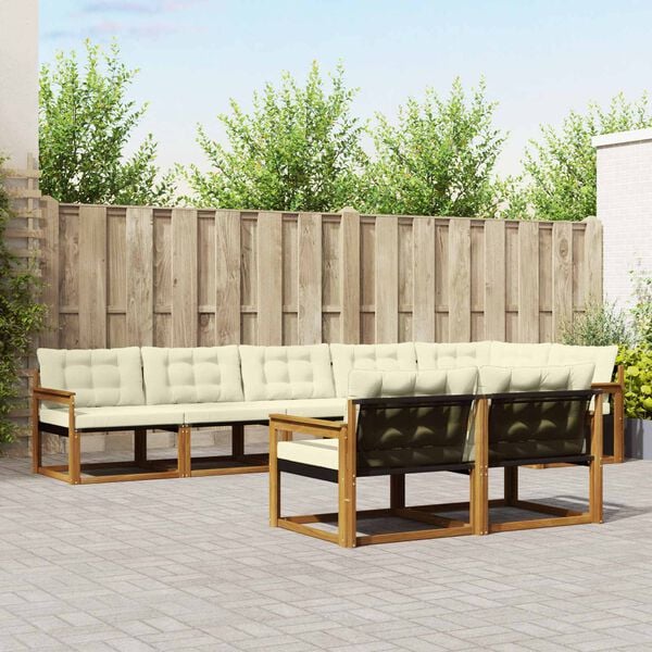 vidaXL Outdoor-Sofagarnitur mit Kissen 8 pcs Natur und Creme