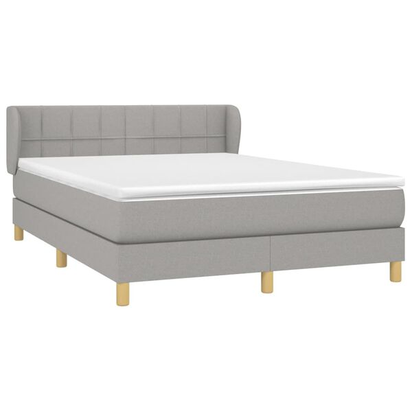 vidaXL Boxspringbett mit Matratze Hellgrau 140x200 cm Stoff