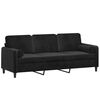 vidaXL 3-Sitzer-Sofa mit Kissen Schwarz 180 cm Samt