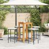 vidaXL 5-tlg. Gartenbar-Set Schwarz Massivholz Akazie und Poly Rattan