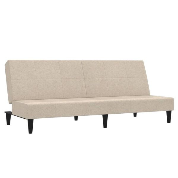 vidaXL Schlafsofa 2-Sitzer Creme Mikrofasergewebe