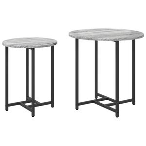 vidaXL Beistelltisch-Set 2 pcs Grau Sonoma und Schwarz