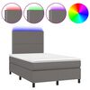 vidaXL Boxspringbett mit Matratze & LED Grau 120x200 cm Kunstleder