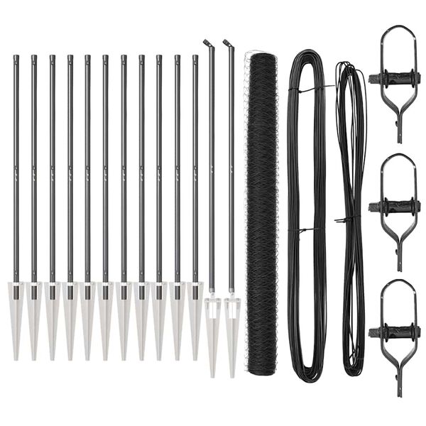 vidaXL Zaunpfosten Grau 25 x 1,5 m (50 mm Maschen) Stahl