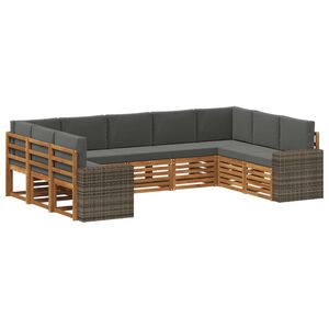 vidaXL Ecksofa Set mit Kissen 9 pcs Natur und Anthrazit Polyester
