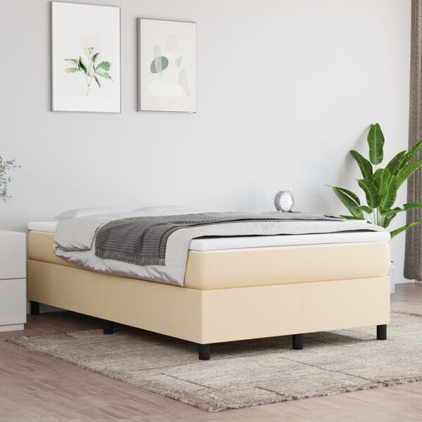 vidaXL Boxspringbettgestell Creme 120x200 cm Stoff