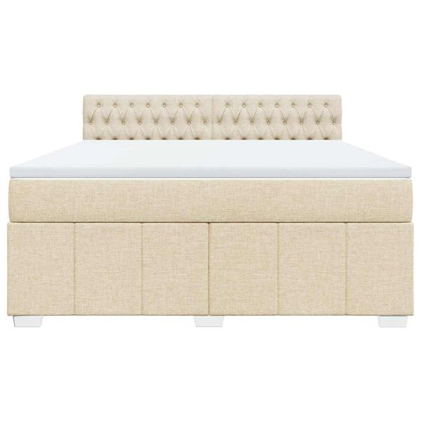 vidaXL Boxspringbett mit Matratze Creme 180x200 cm Stoff