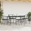 vidaXL 5-tlg. Garten-Essgruppe mit Kissen Schwarz Poly Rattan Glas