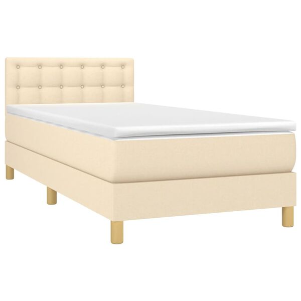 vidaXL Boxspringbett mit Matratze & LED Creme 80x200 cm Stoff