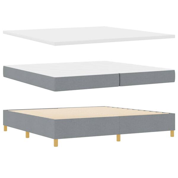 vidaXL Boxspringbett mit Matratze Hellgrau 200 x 200 cm Stoff