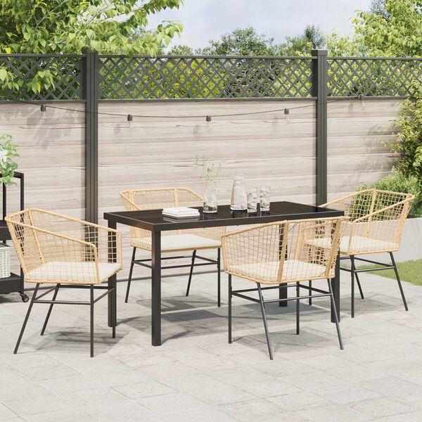 vidaXL Garten Essgruppe 5 pcs Braun Poly-Rattan