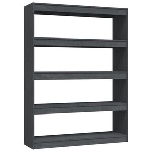 vidaXL B&uuml;cherregal/Raumteiler Grau 100x30x135,5 cm Kiefer Massivholz