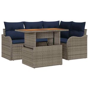 vidaXL Gartensofa-set 5 stk. 4-Sitzanzahl Grau und Marineblau