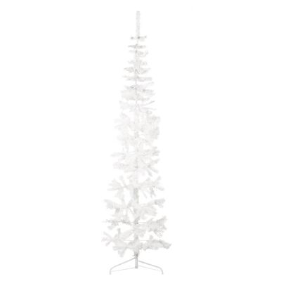 vidaXL Künstlicher Halb-Weihnachtsbaum mit Ständer Schlank Weiß 210 cm