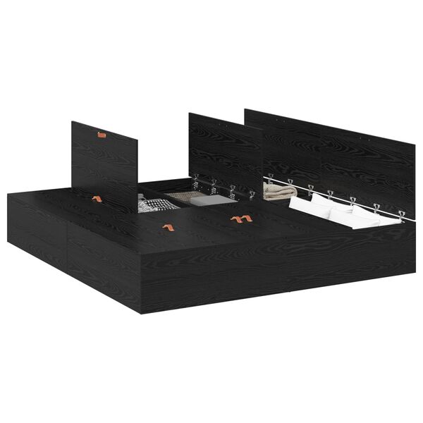 vidaXL Aufbewahrungsbettgestell Schwarz Eichen-Optik 200 x 200 cm
