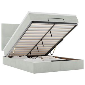 vidaXL Ottoman-Bett mit Matratzen Hellgrau 140x190 cm Samt