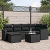 vidaXL 7-tlg. Garten-Sofagarnitur mit Kissen Schwarz Poly Rattan