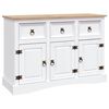 vidaXL Sideboard Mexiko-Stil Kiefernholz Wei&szlig; 132x43x78 cm